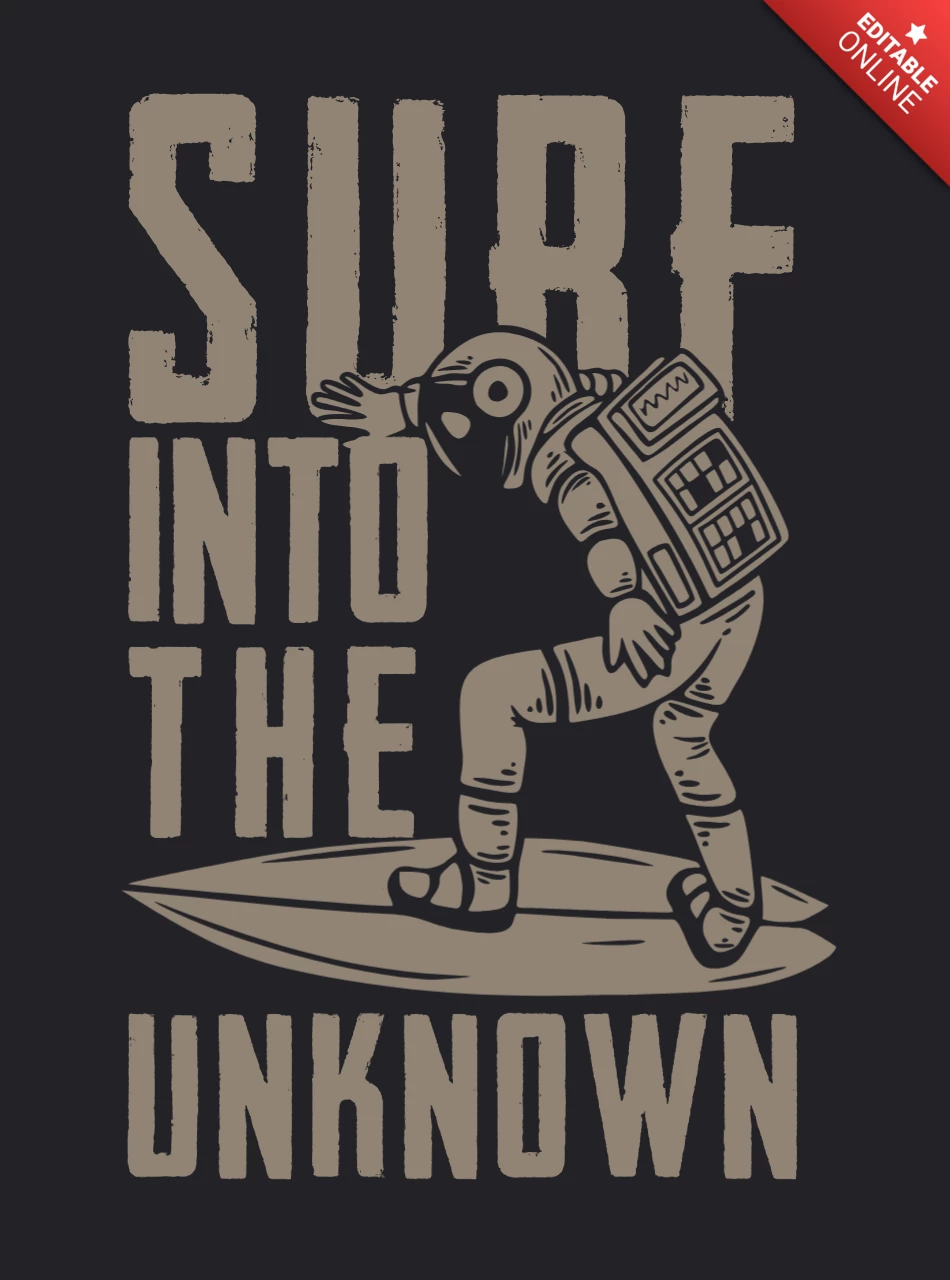 Astronaut surft Vintage T-Shirt Design-Vorlage