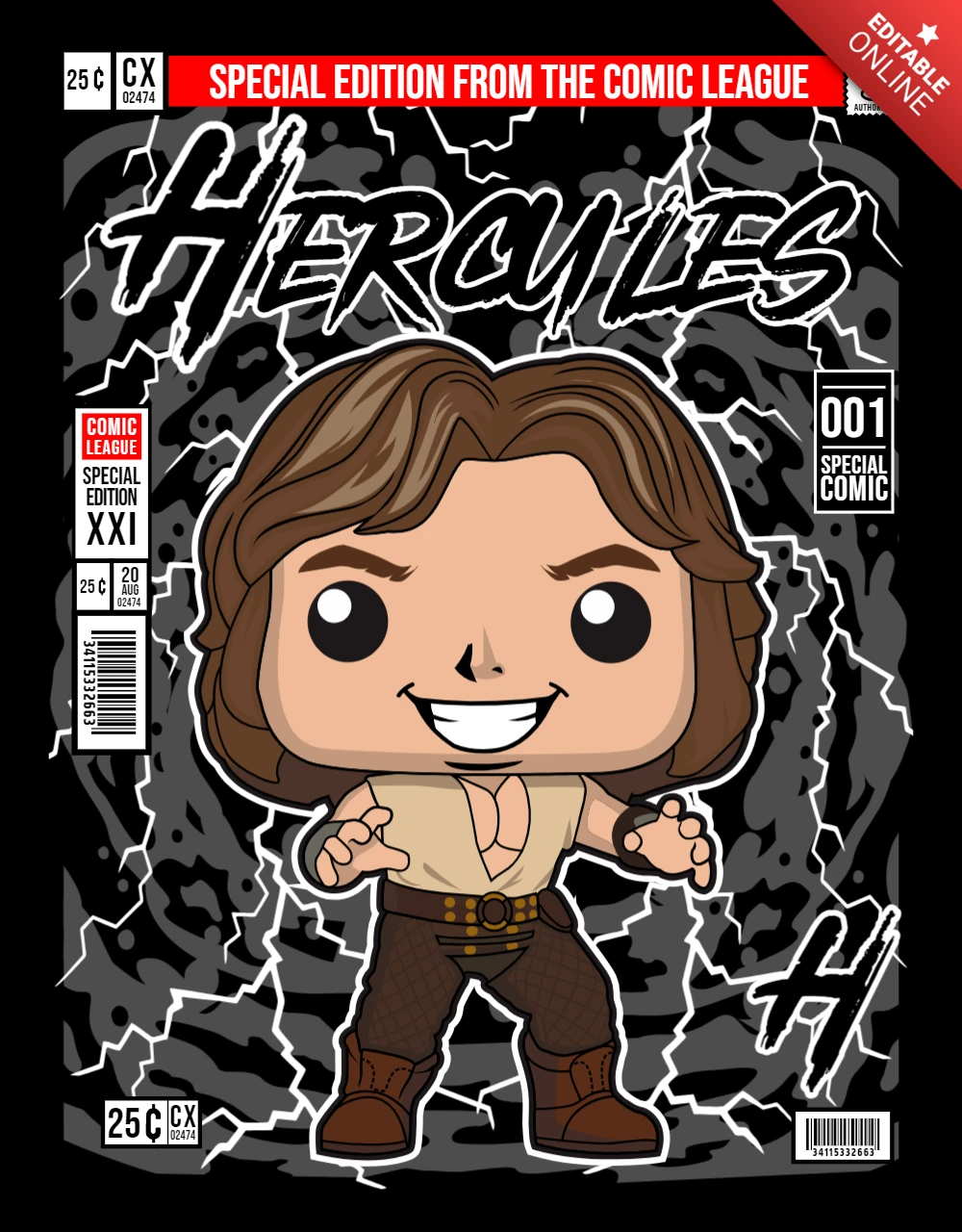 Hercules Cartoon Character Magazine Cover Design Template