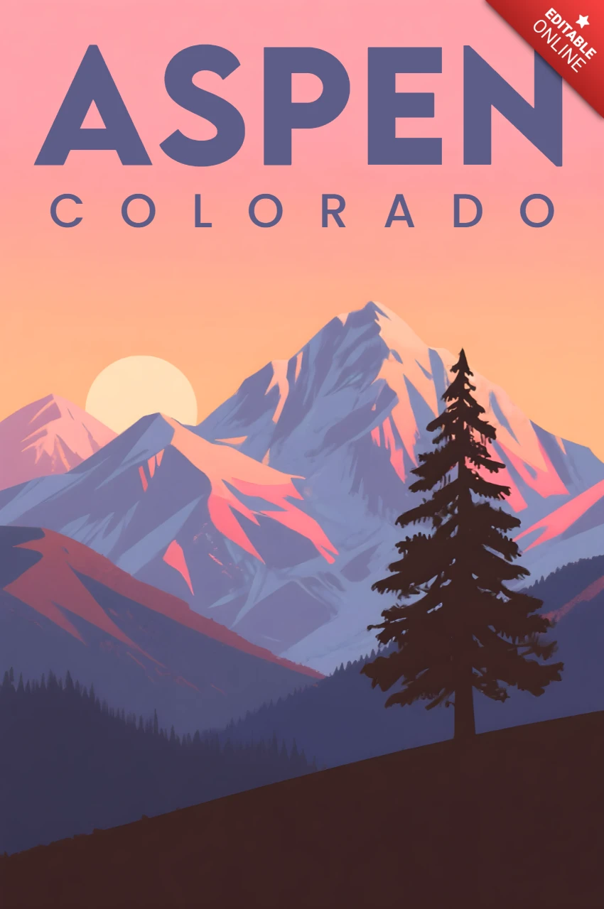Berglandschaftsdesign-Vorlage für Aspen Colorado Poster