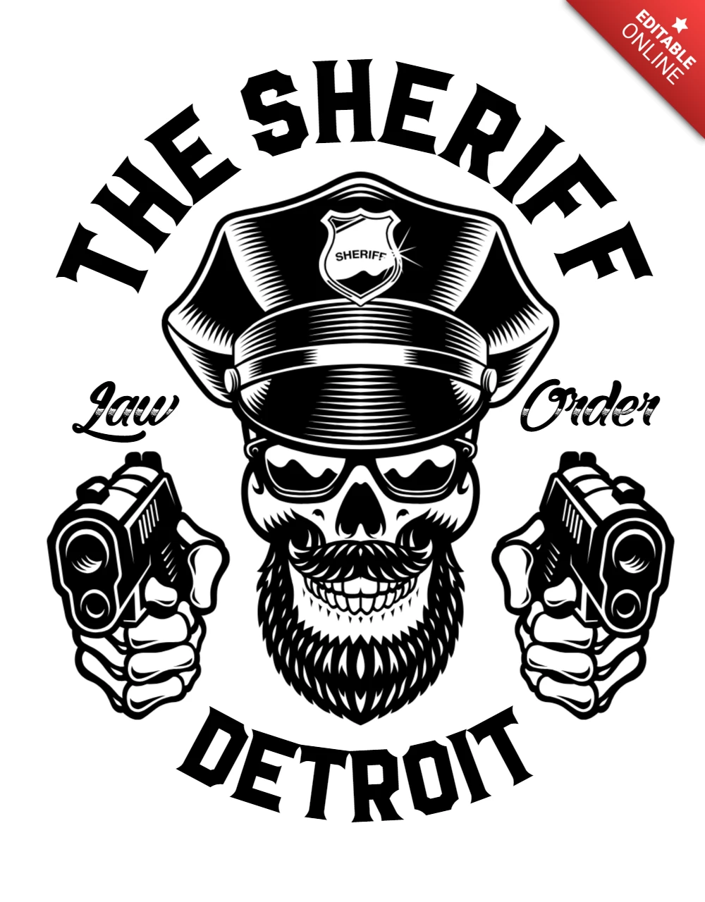 Modelo de design da caveira do xerife de Detroit