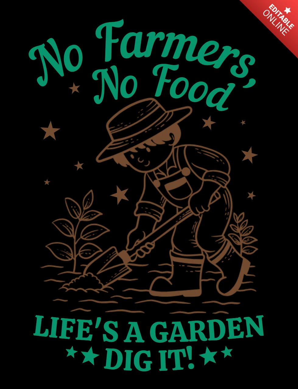 Design de template de jardinagem vintage – sem agricultores, sem comida