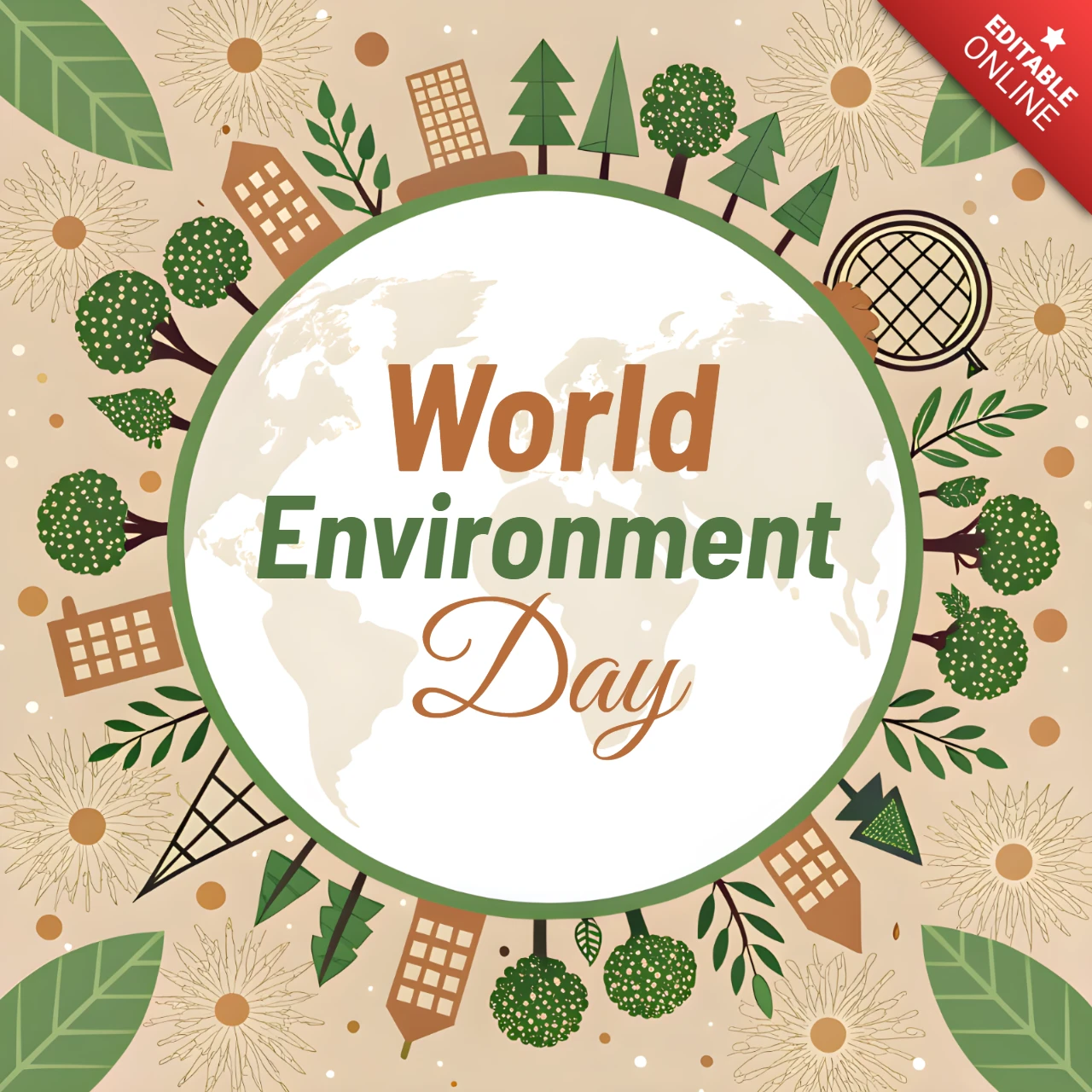 Cercle d'arbres pour le modèle de conception de la journée mondiale de l'environnement