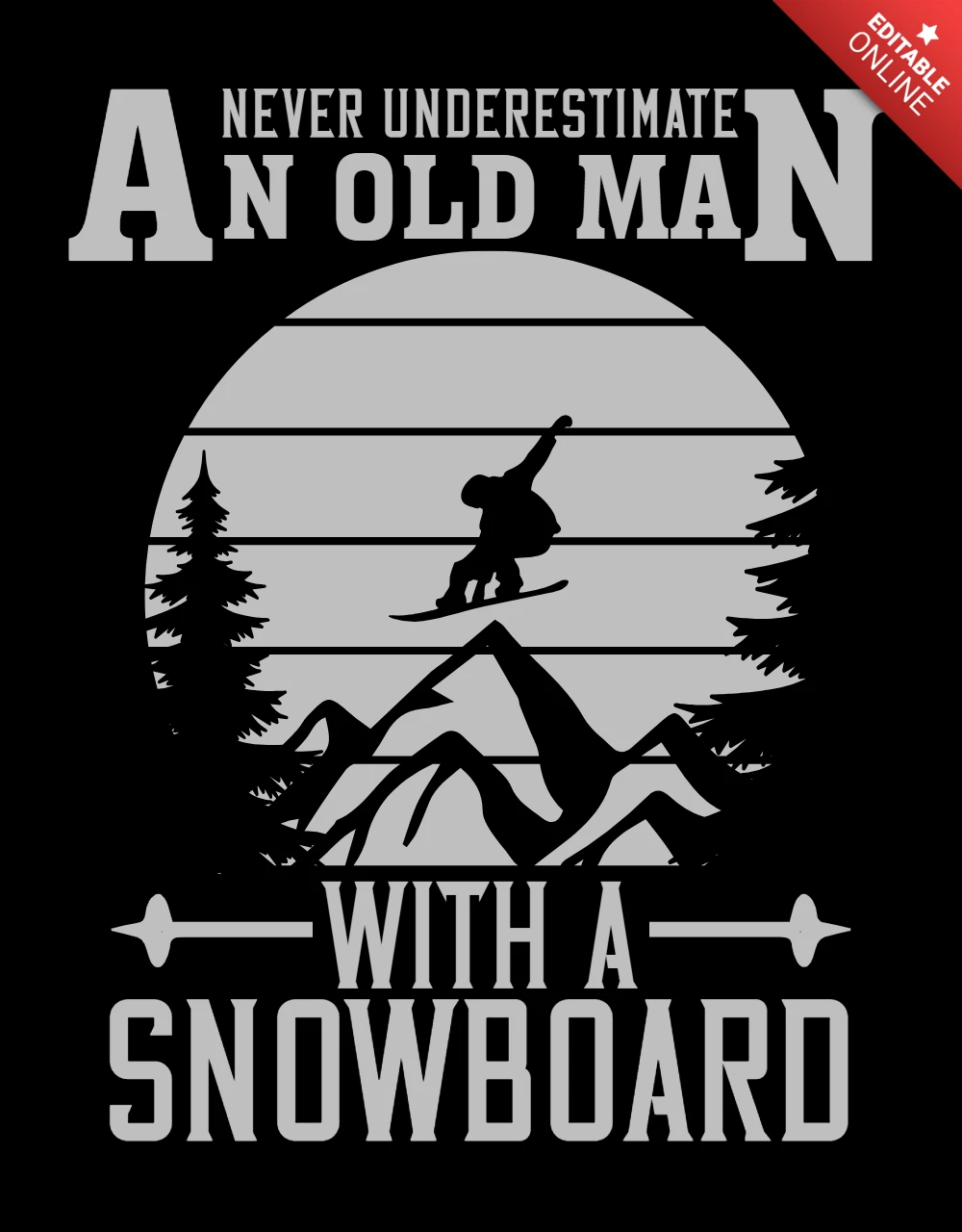 Ne jamais sous-estimer un vieil homme avec un design de t-shirt de snowboard