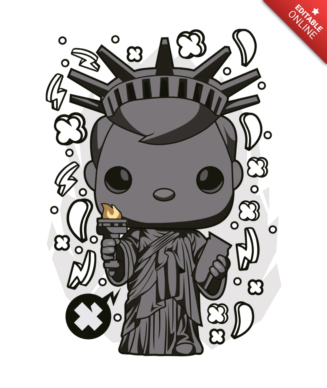 Liberty Statue Pop Culture T-Shirt Design Template