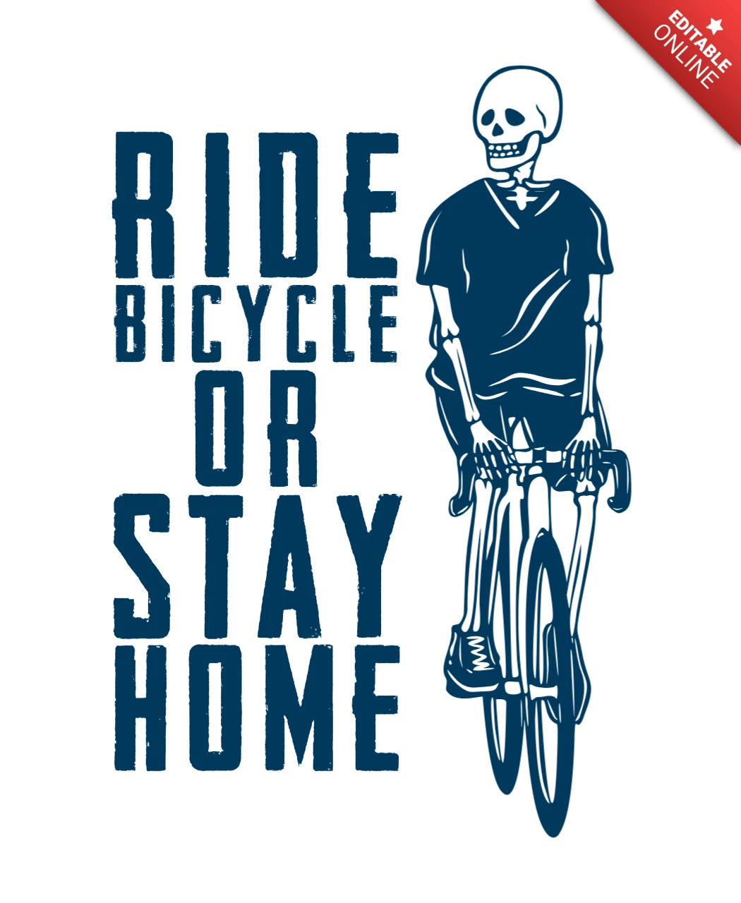 Skeleton fiets vintage t-shirt ontwerpsjabloon