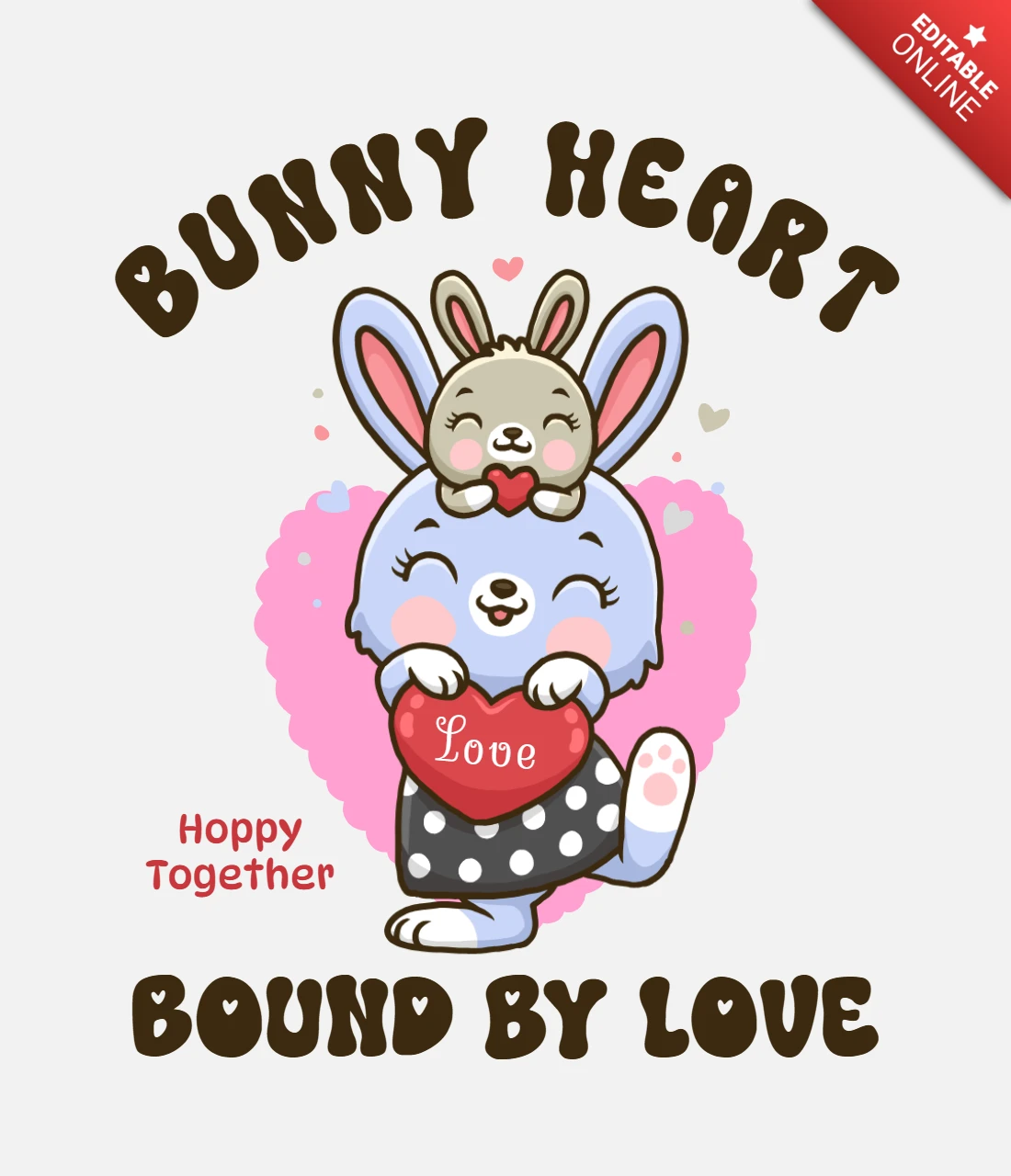 Modèle de dessin d'amour en forme de cœur de lapin pour des œuvres d'art mignonnes et ludiques