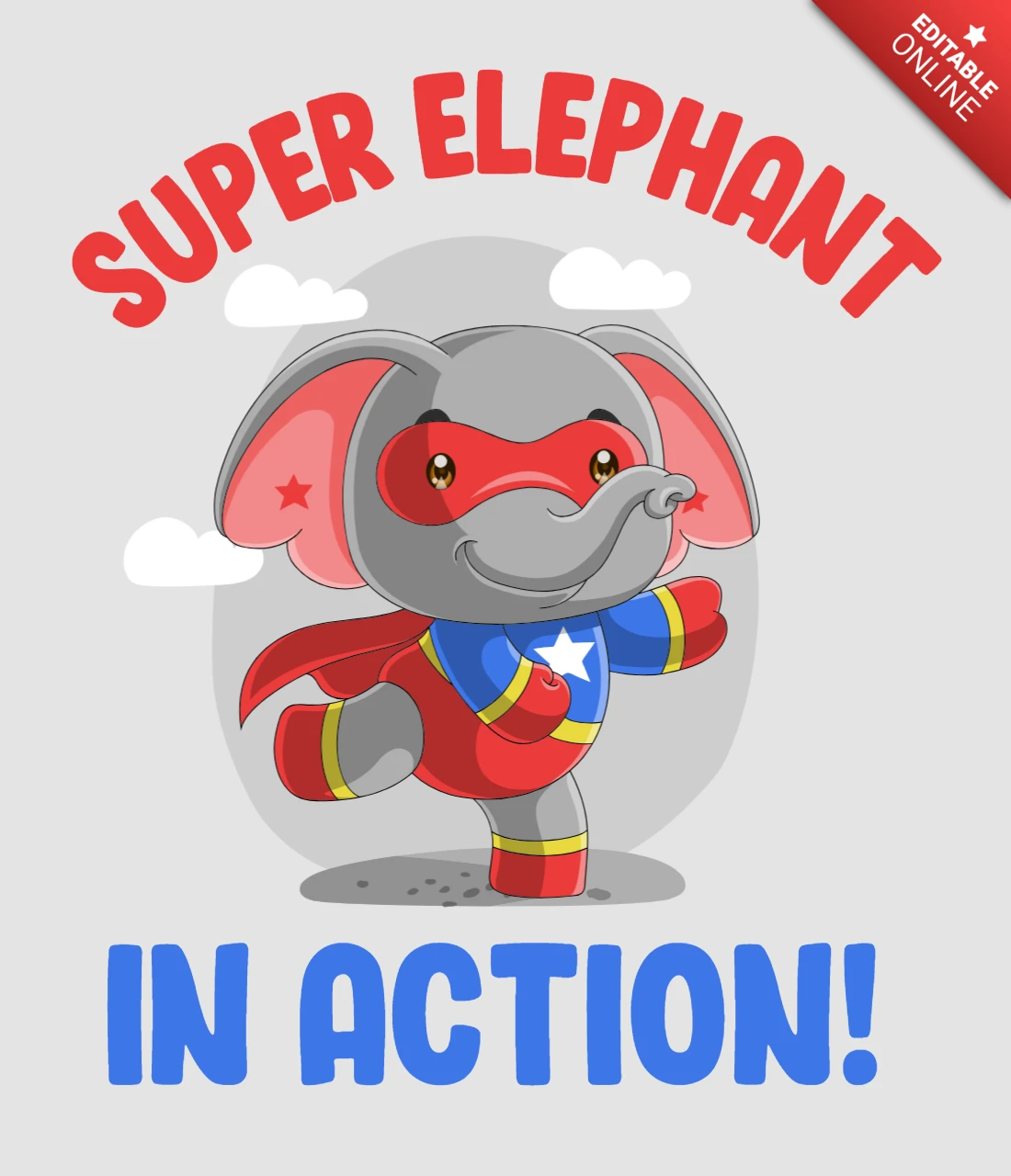 Super Elephant Action Design Template for Kids