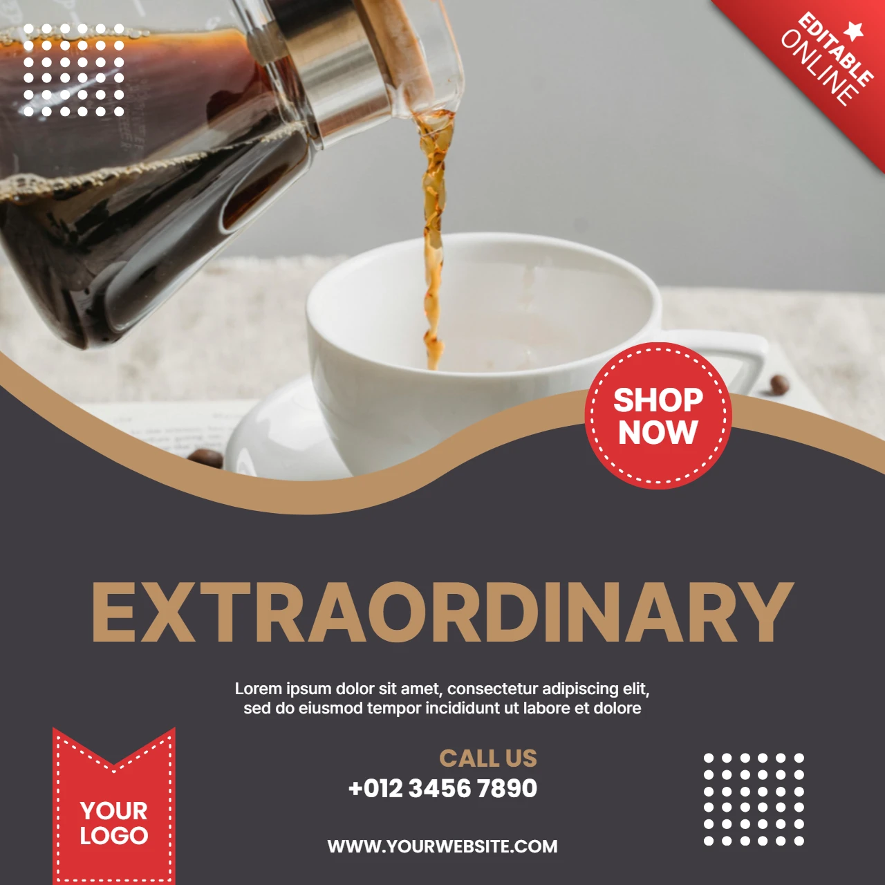 Buitengewone koffie instagram post ontwerpsjabloon