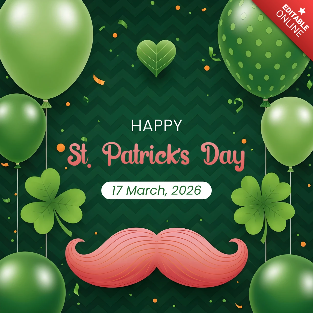 St. Patrick's Day Feier Vorlage mit grünen Ballons und Kleeblättern für festliche Einladungen