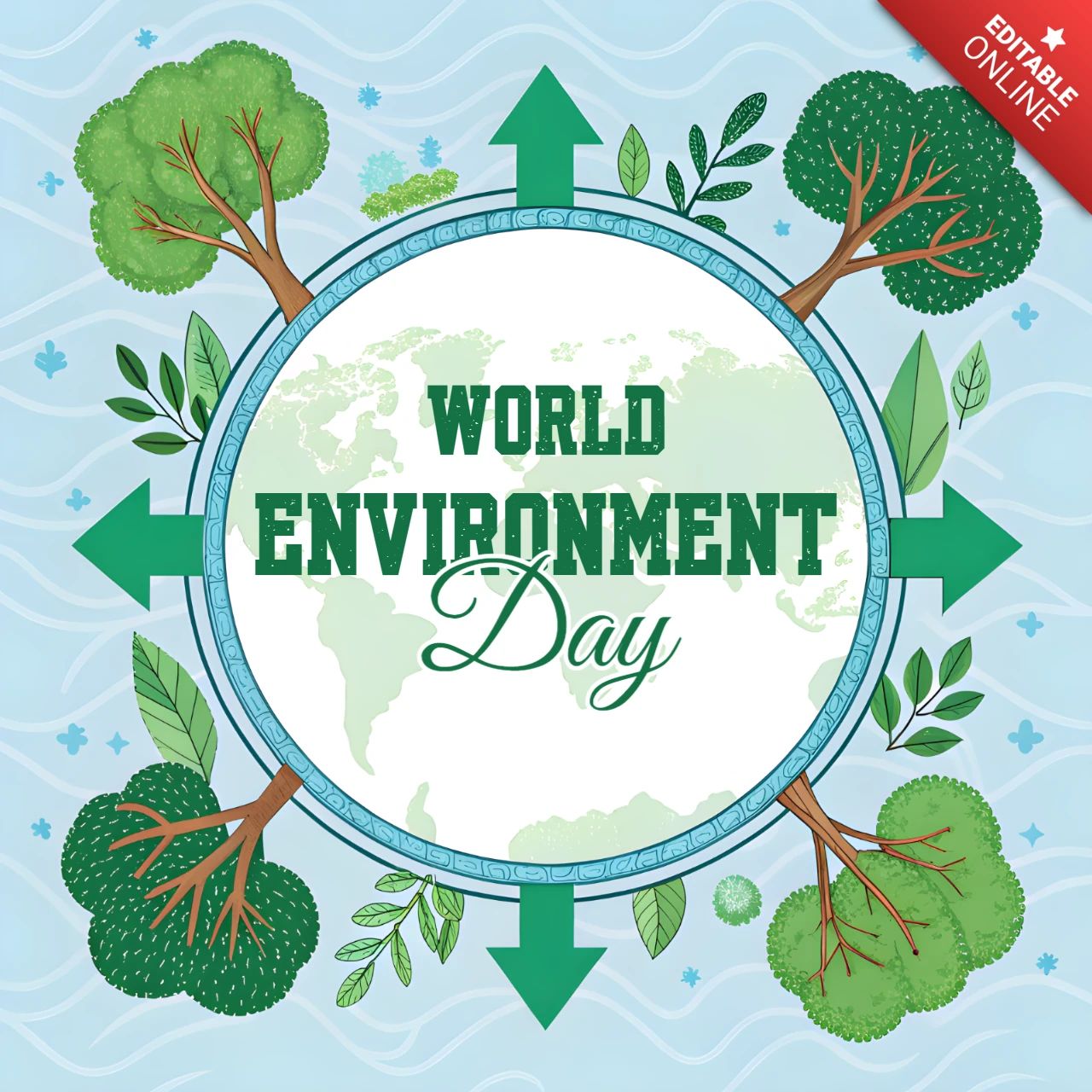 Modèle de design pour la journée mondiale de l'environnement avec des graphiques inspirés de la nature
