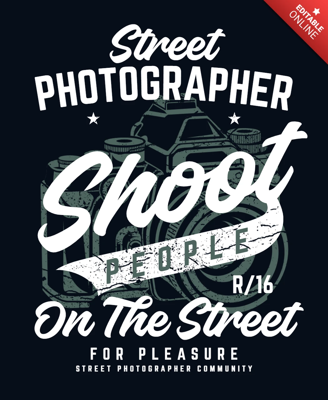 Plantilla de diseño de camiseta para fotógrafo callejero