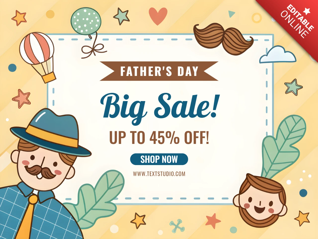 Father's Day Sale Template: Playful Illustrated Design for Promotions