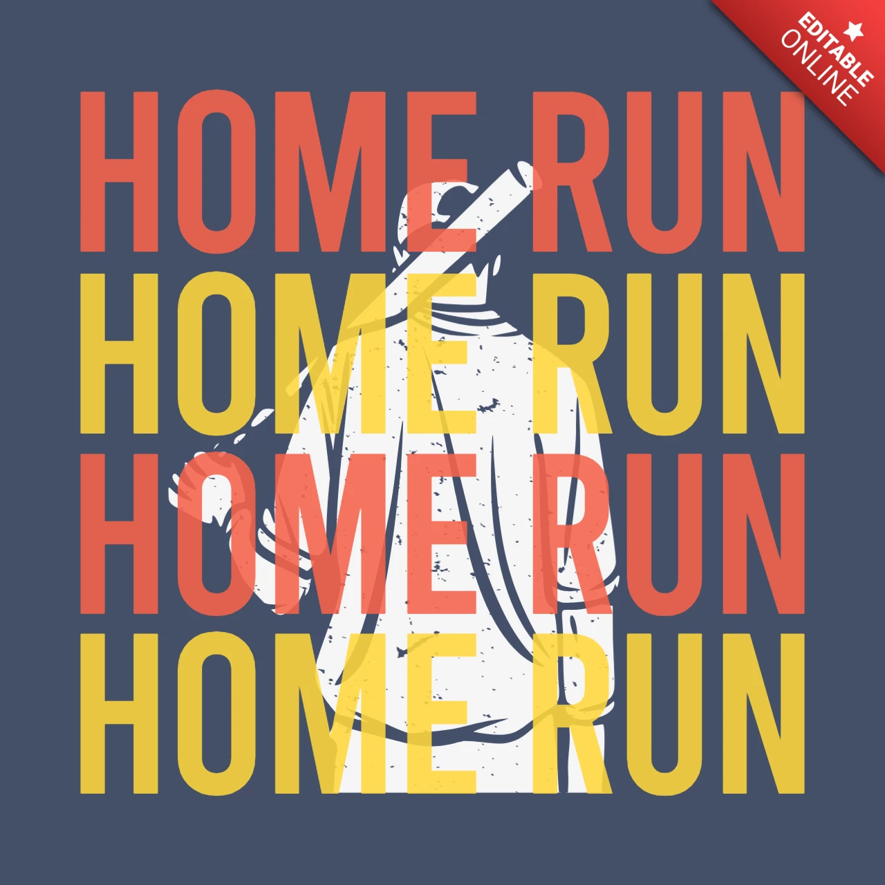 Baseball Player Holding Bat Vintage T-shirt Design Template