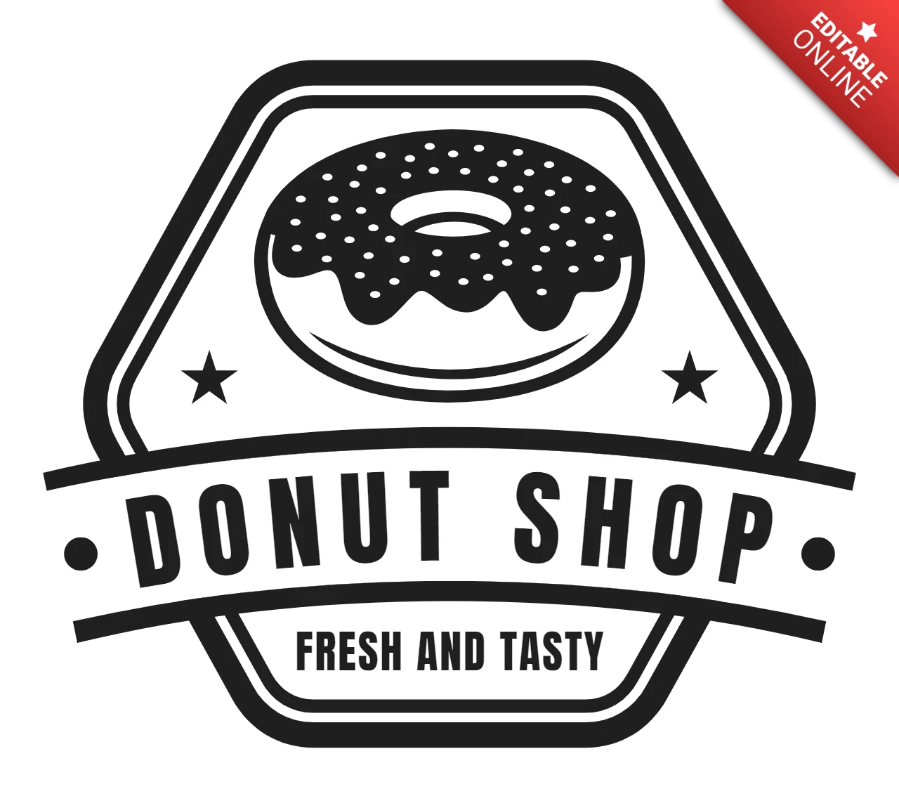 Ontwerpsjabloon voor vers en smakelijk donutwinkeltje-logo