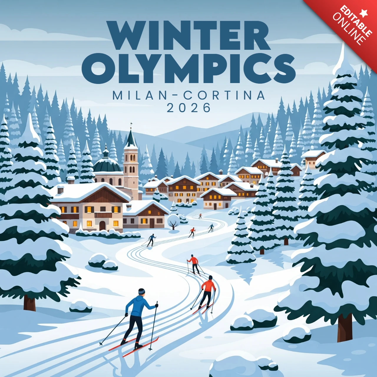 Winterspelen sporten langlaufskien en alpine architectuur vieren milaan-cortina 2026