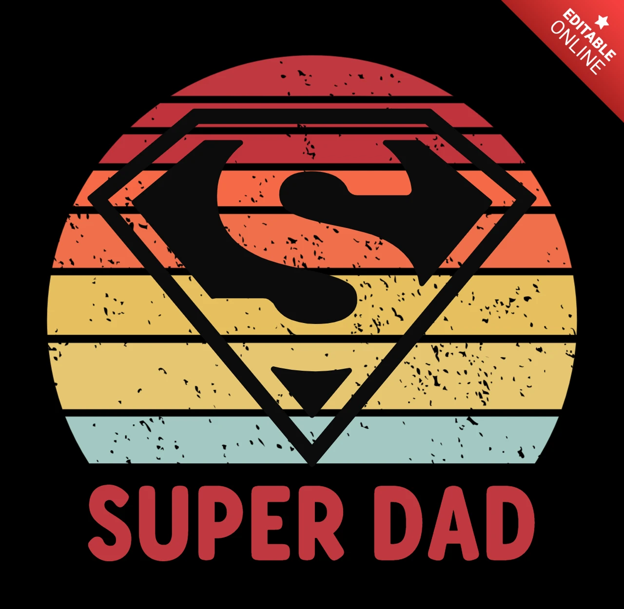 Modèle rétro de super papa pour le merchandising de la fête des pères