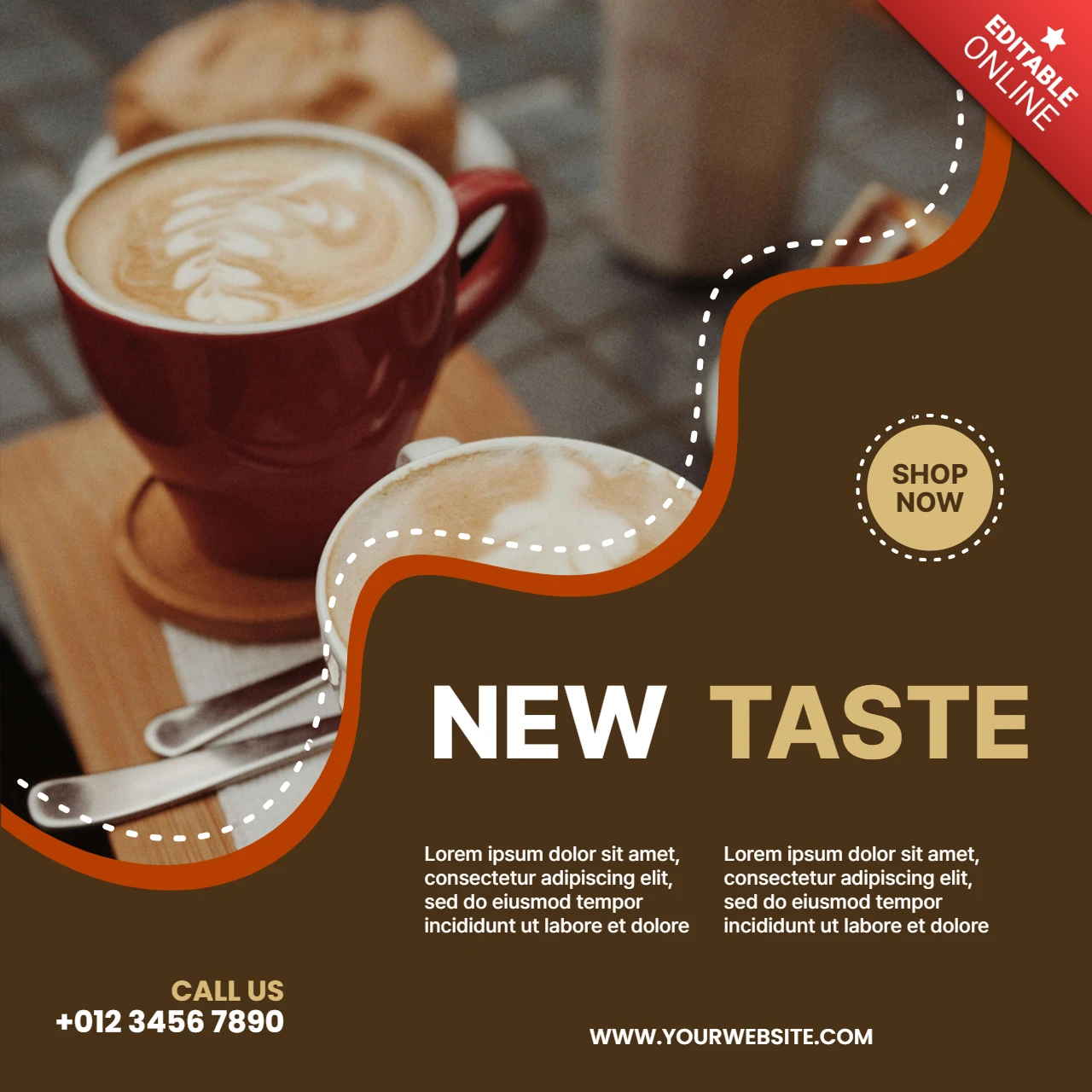 Neuer geschmack cappuccino werbung social media post design vorlage