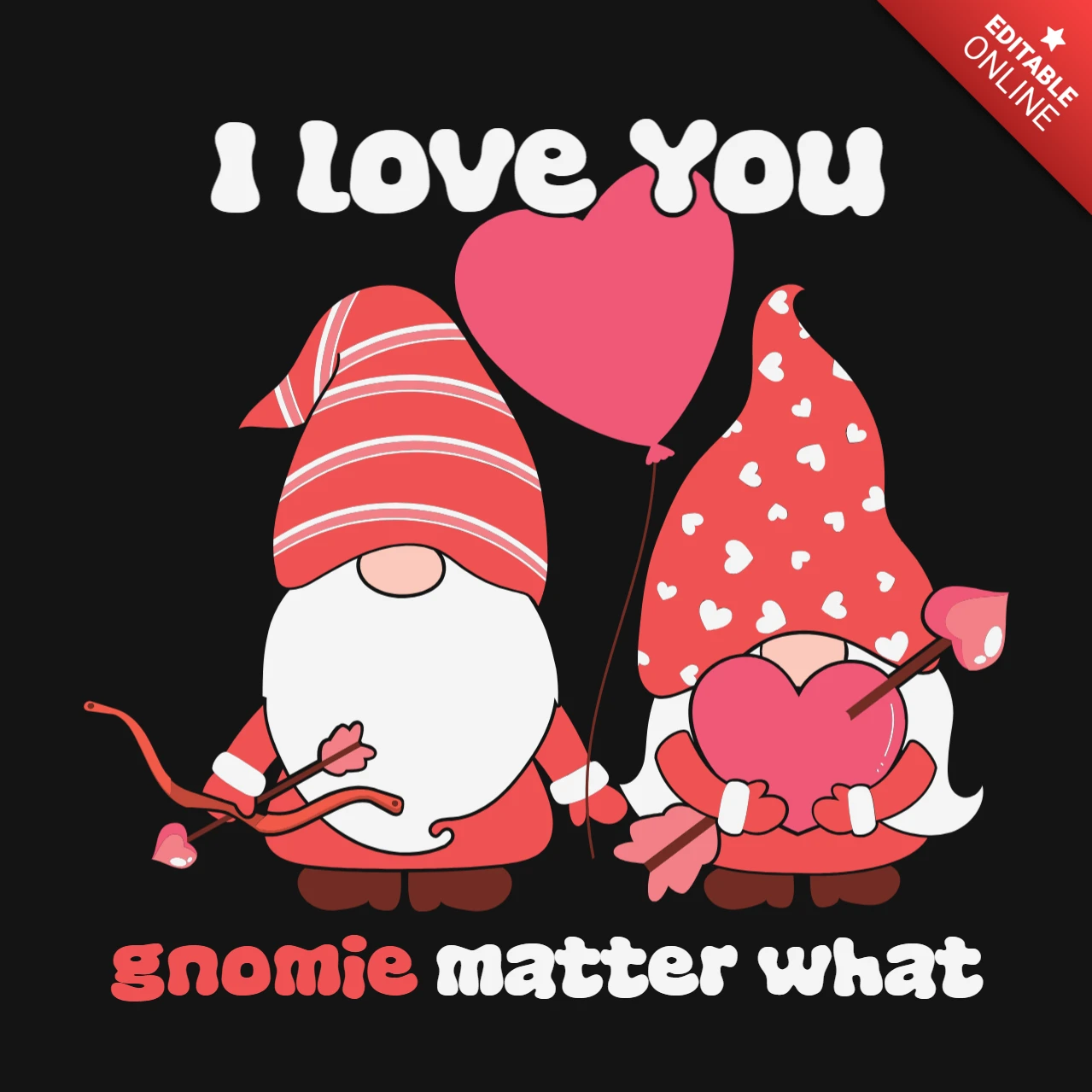 I love You Gnomie Valentine's Greeting Card Template