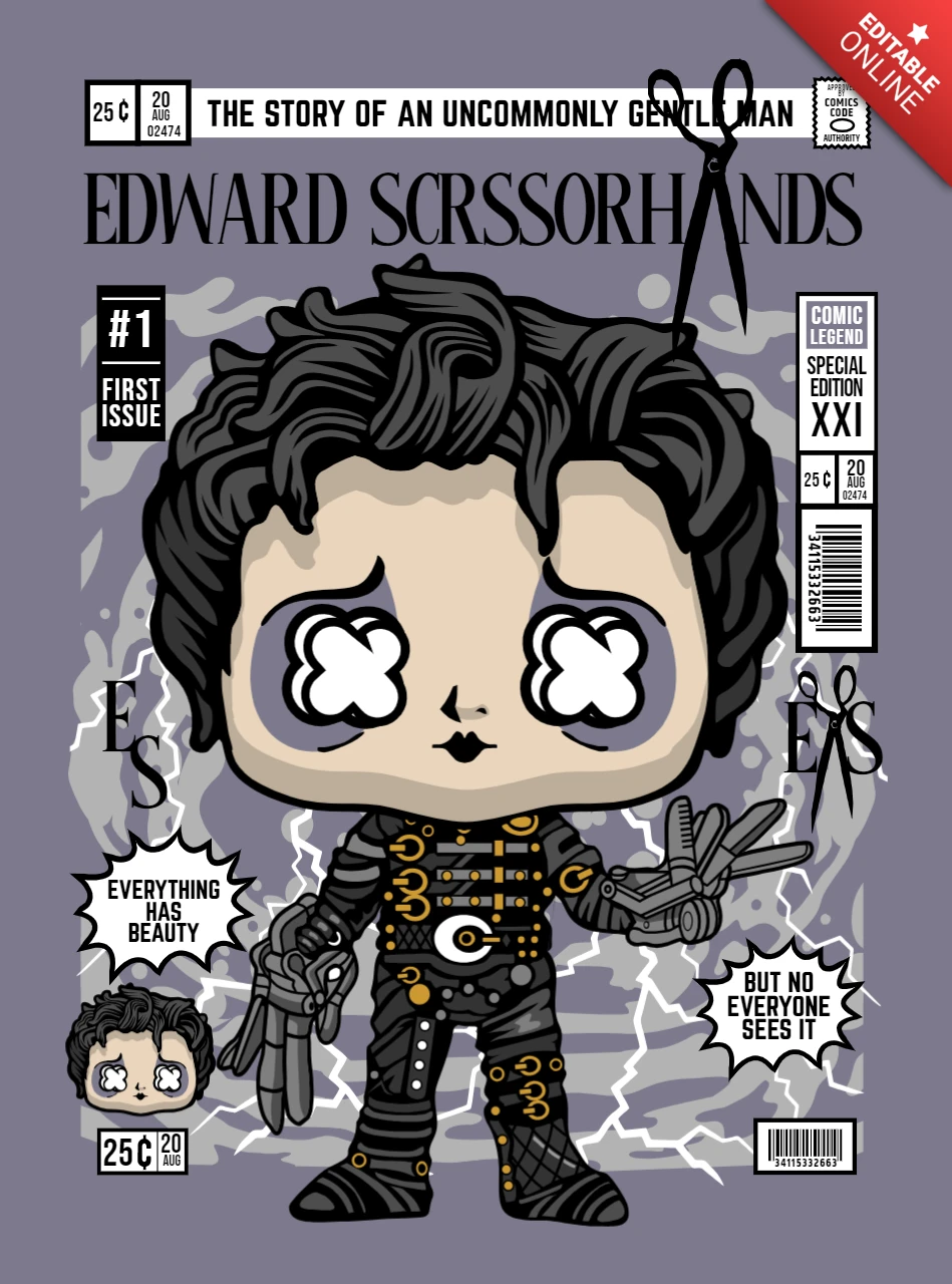 Edward scissorhands, personnage de bande dessinée, modèle de couverture de magazine