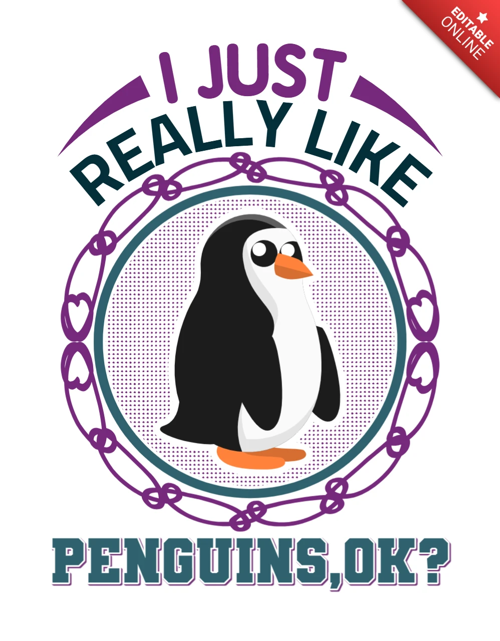 Playful Penguin Design Template for Fun Merchandise and Apparel