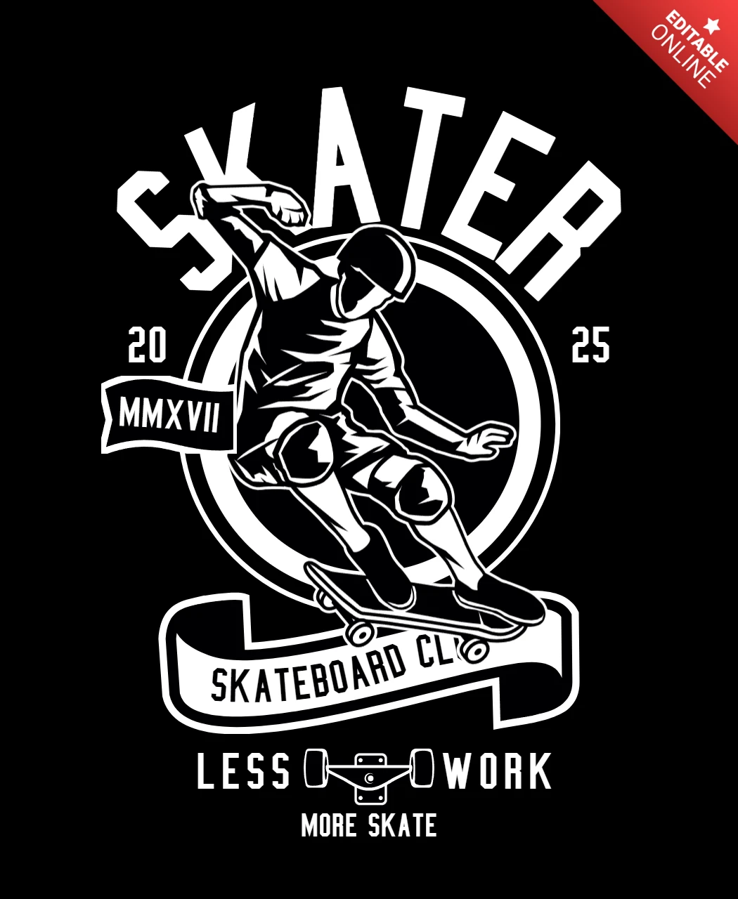 Modelo de design de camiseta de clube de skate