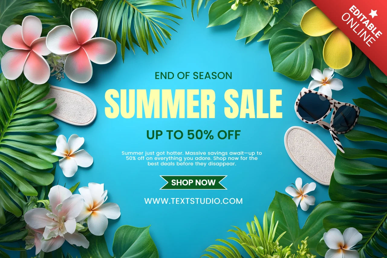 Vibrant Summer Sale Design Template with Tropical Elements