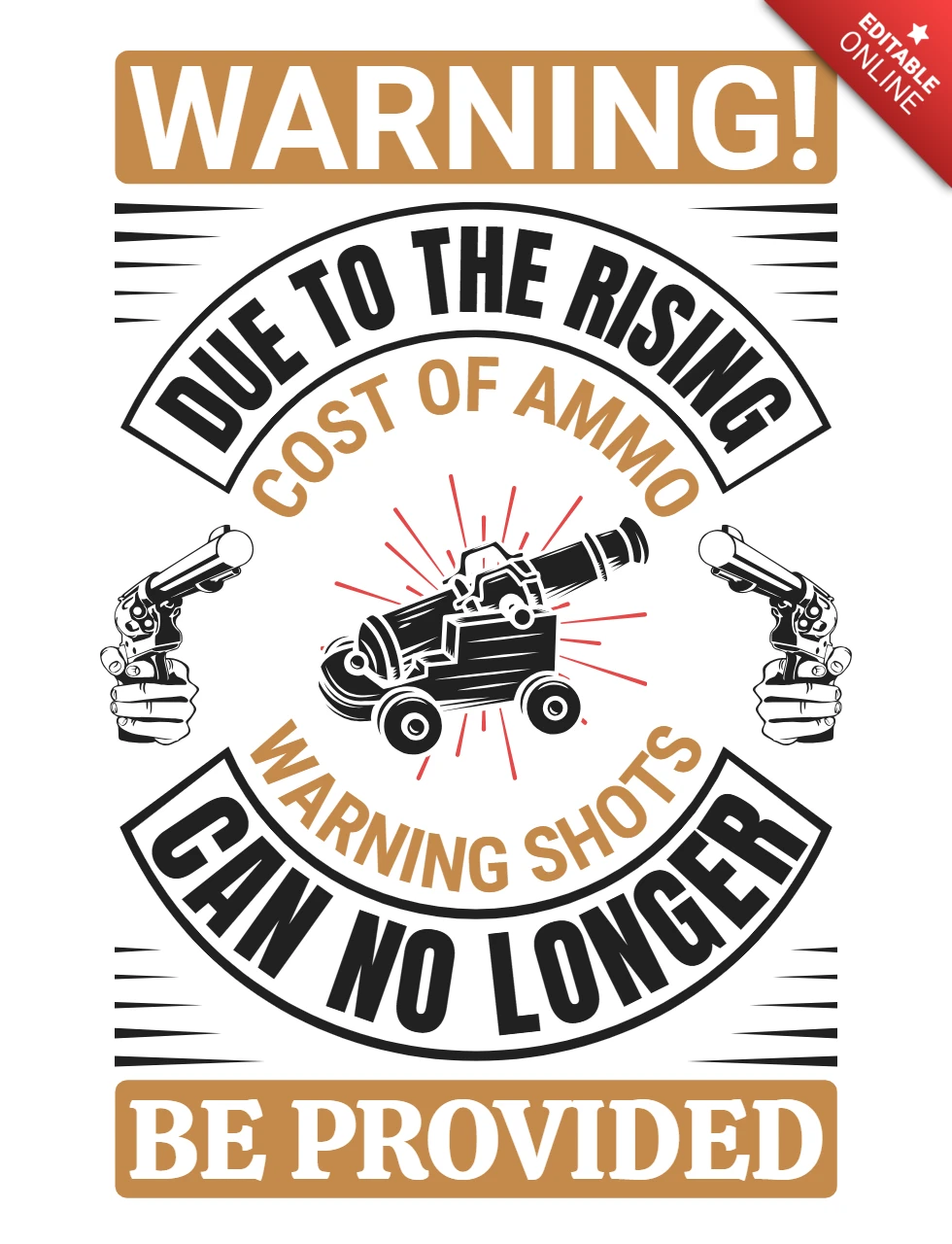 Vintage Warning Sign Design Template with Retro Typography