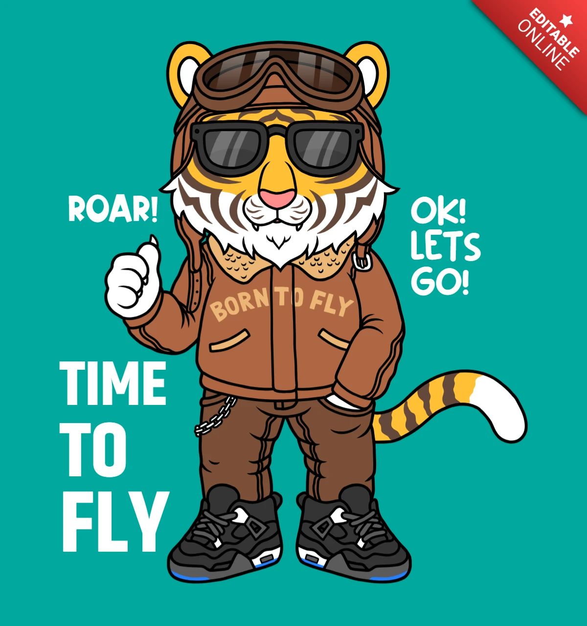 Cool Tiger Adventure Design Template: Born to Fly