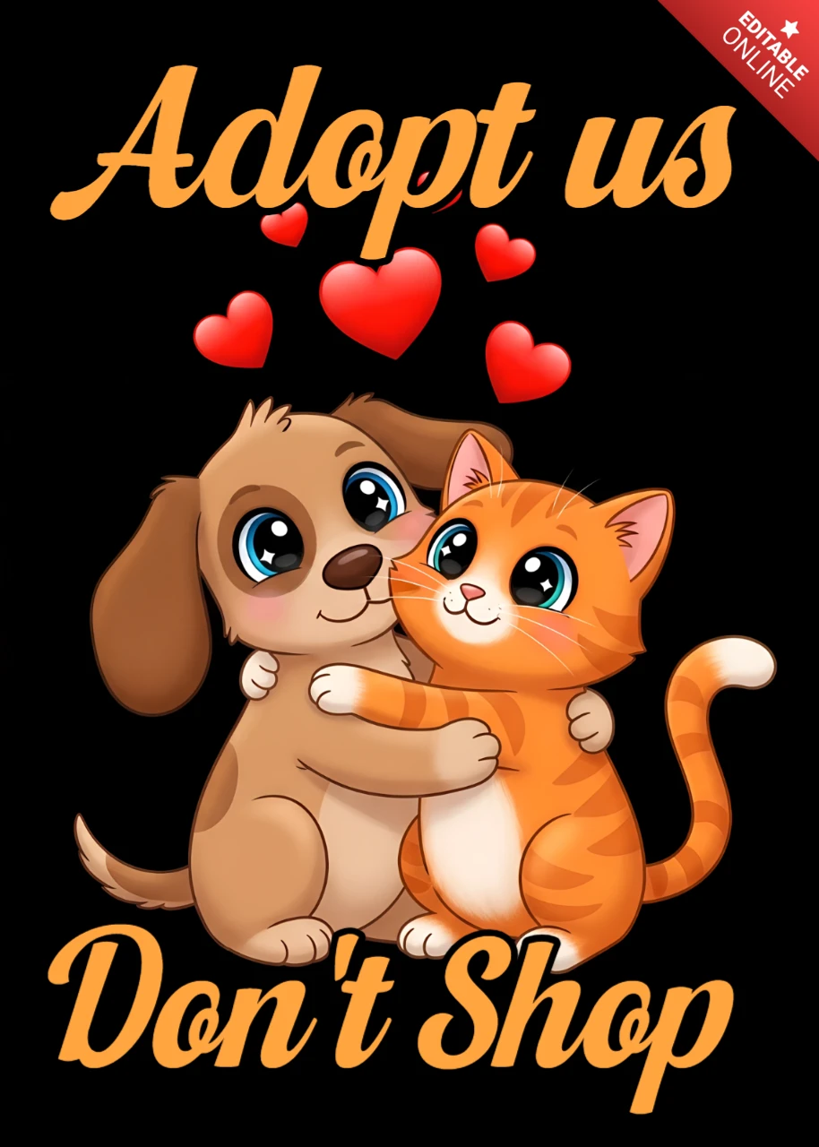 Adote um design de cartoon com animais de estimação fofos para template de camiseta.