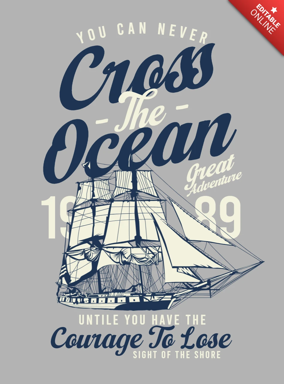 Modèle de t-shirt "Vessel across the ocean" (bateau traversant l'océan)