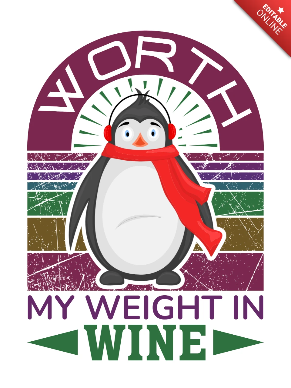 Playful Penguin Wine Design Template for Fun Apparel