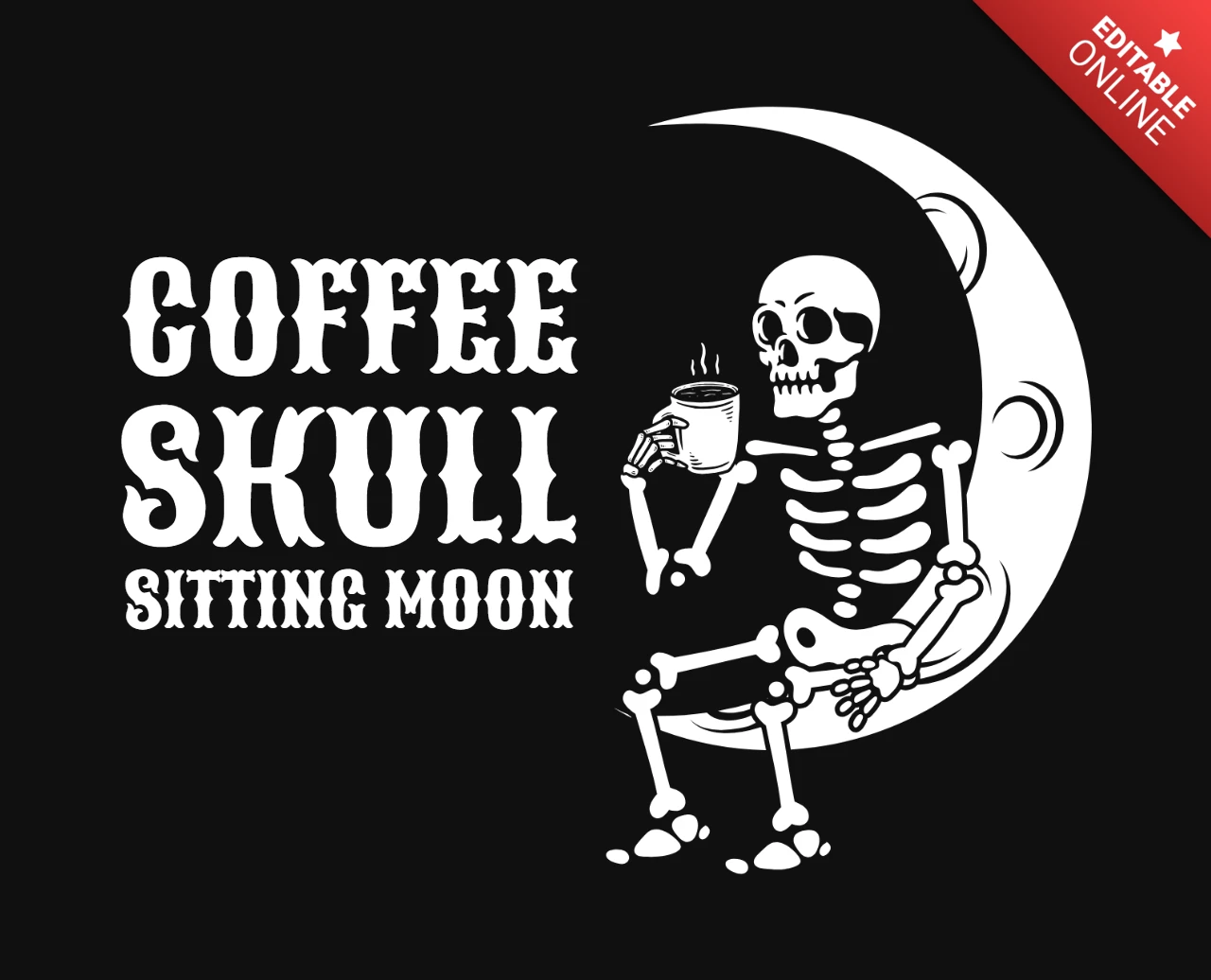 Modelo de camiseta com caveira de café para o Dia das Bruxas