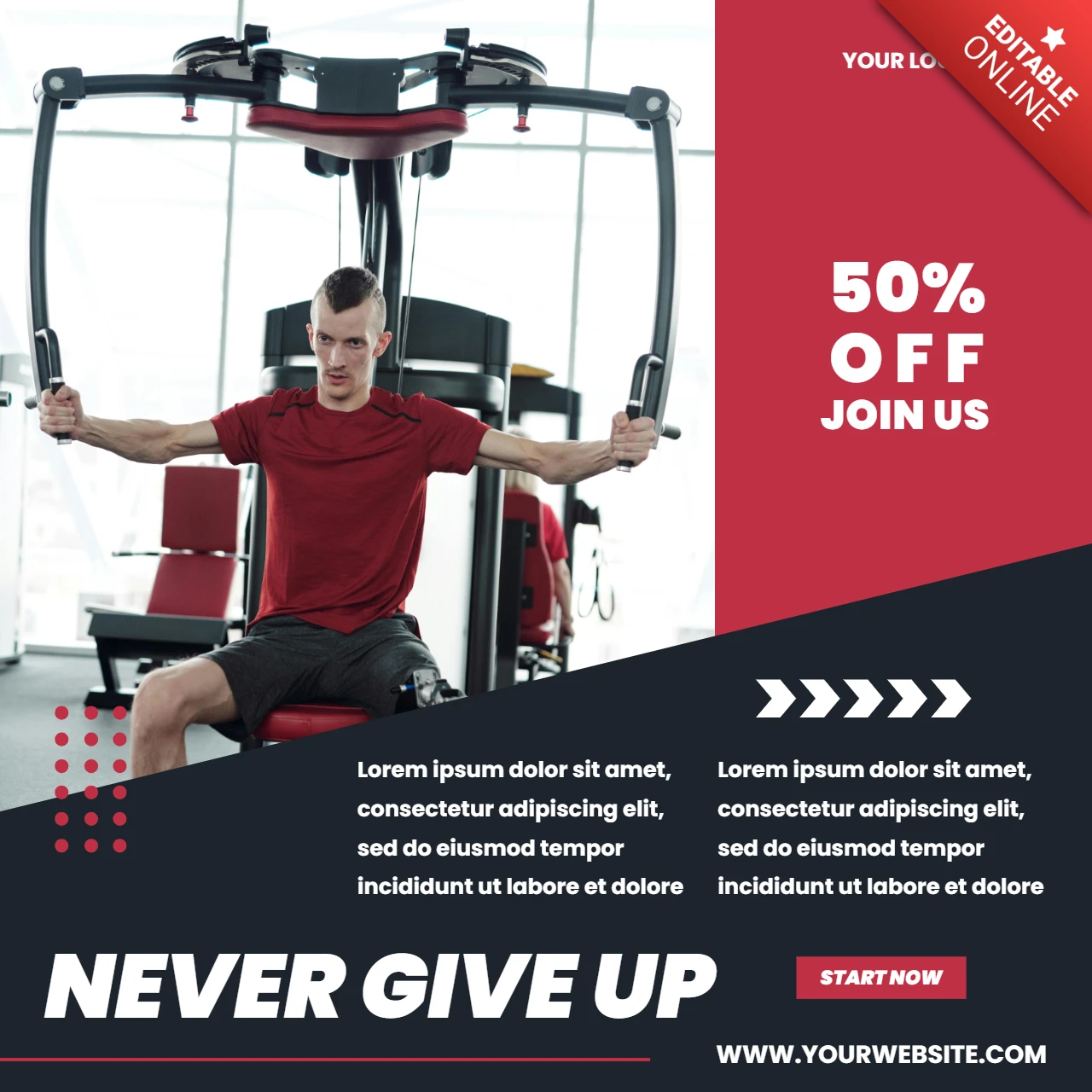 N'abandonnez jamais gym instagram post design template