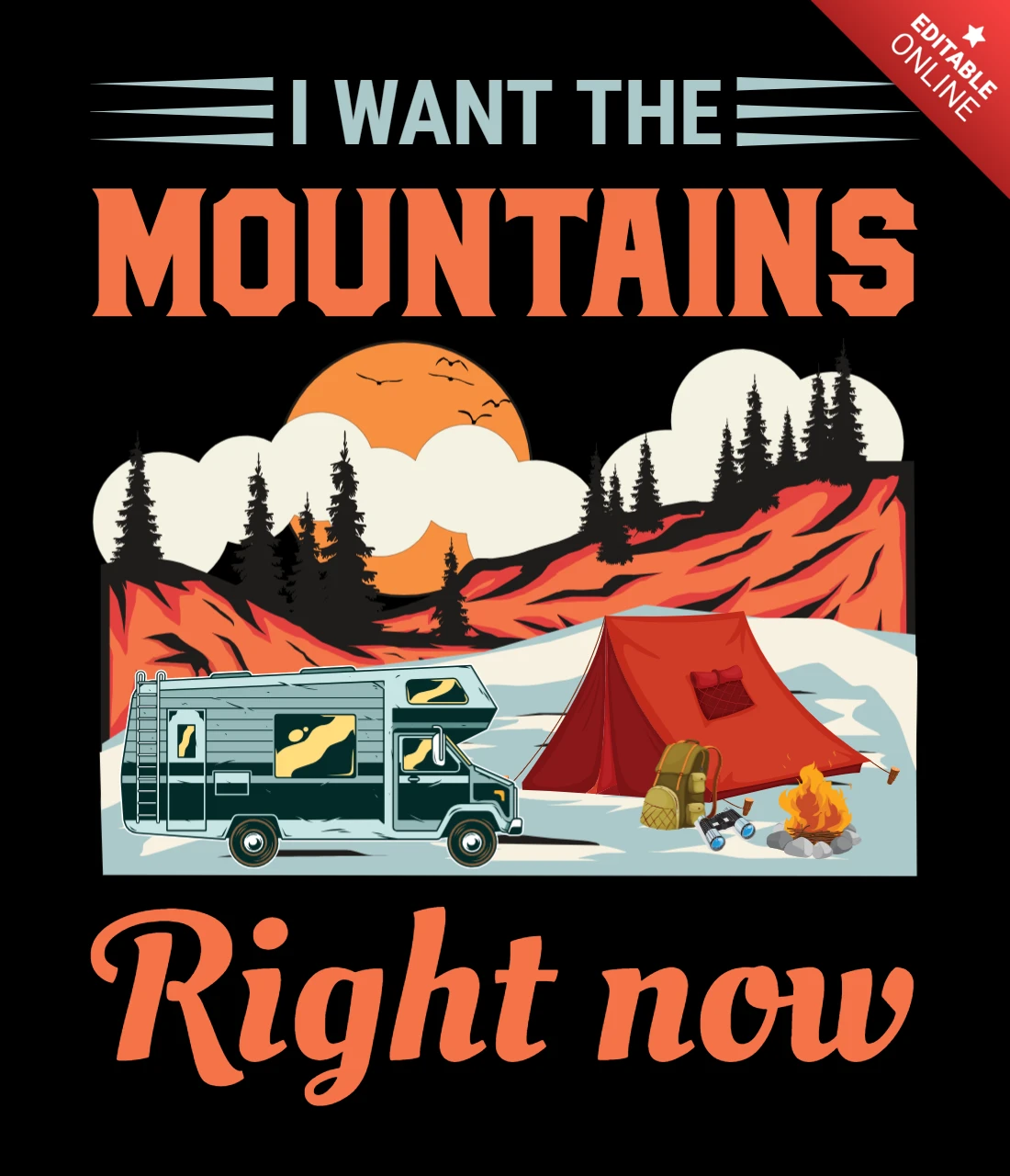Je veux les montagnes tout de suite modèle de t-shirt