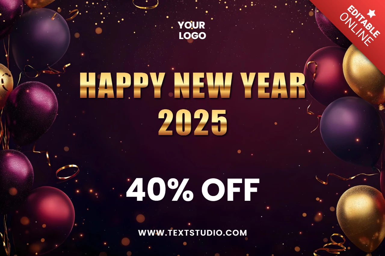 2025 vibrante año nuevo venta banner plantilla de diseño