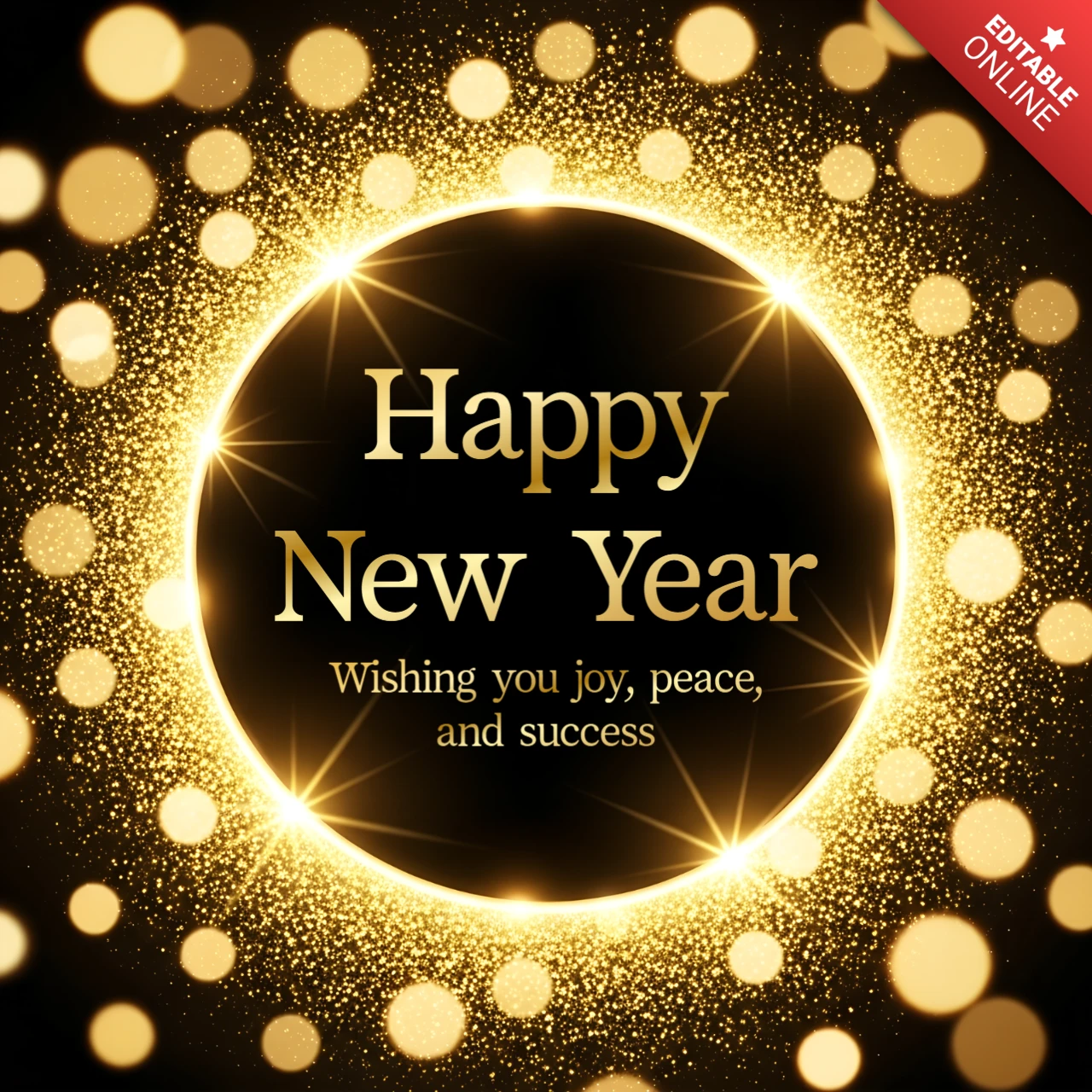 Elegant New Year Celebration Template with Gold Glitter Design for Greeting Cards