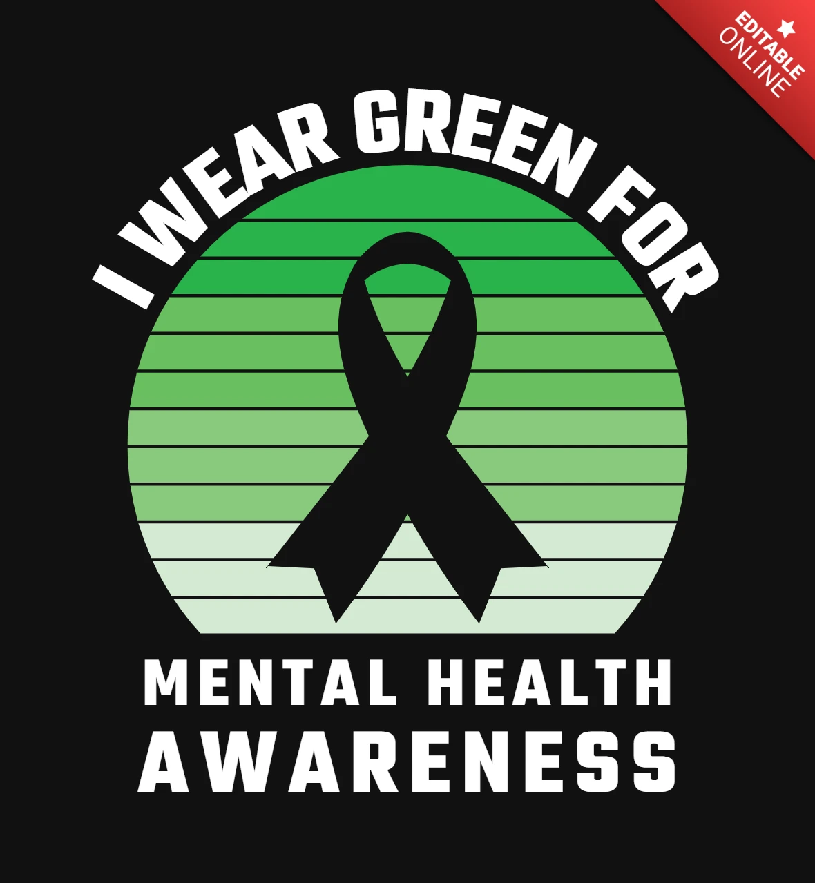 Modelo de camiseta verde para conscientização sobre saúde mental
