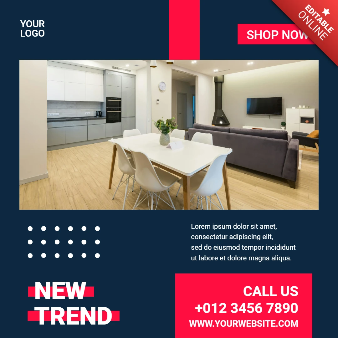 Flat Red And Blue Advertisement Instagram Post Design Template