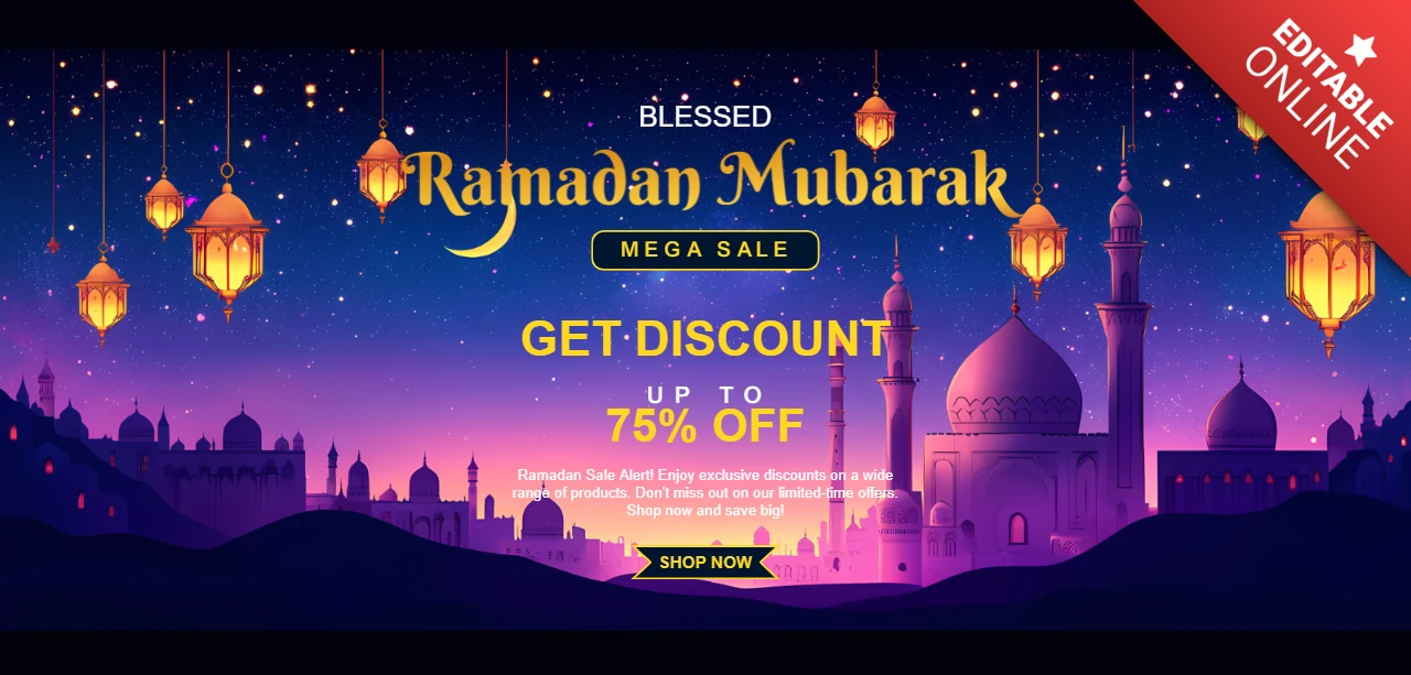 Ramadan mubarak sale design template - elegant night sky style