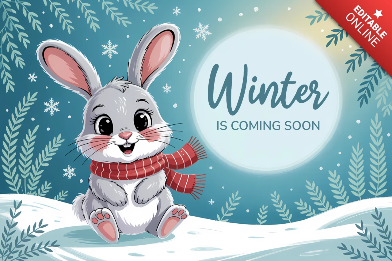 Winterkaninchen-Designvorlage für Grußkarten