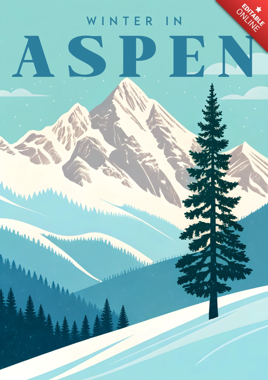 Winter in Aspen Bergszene Designvorlage für Poster