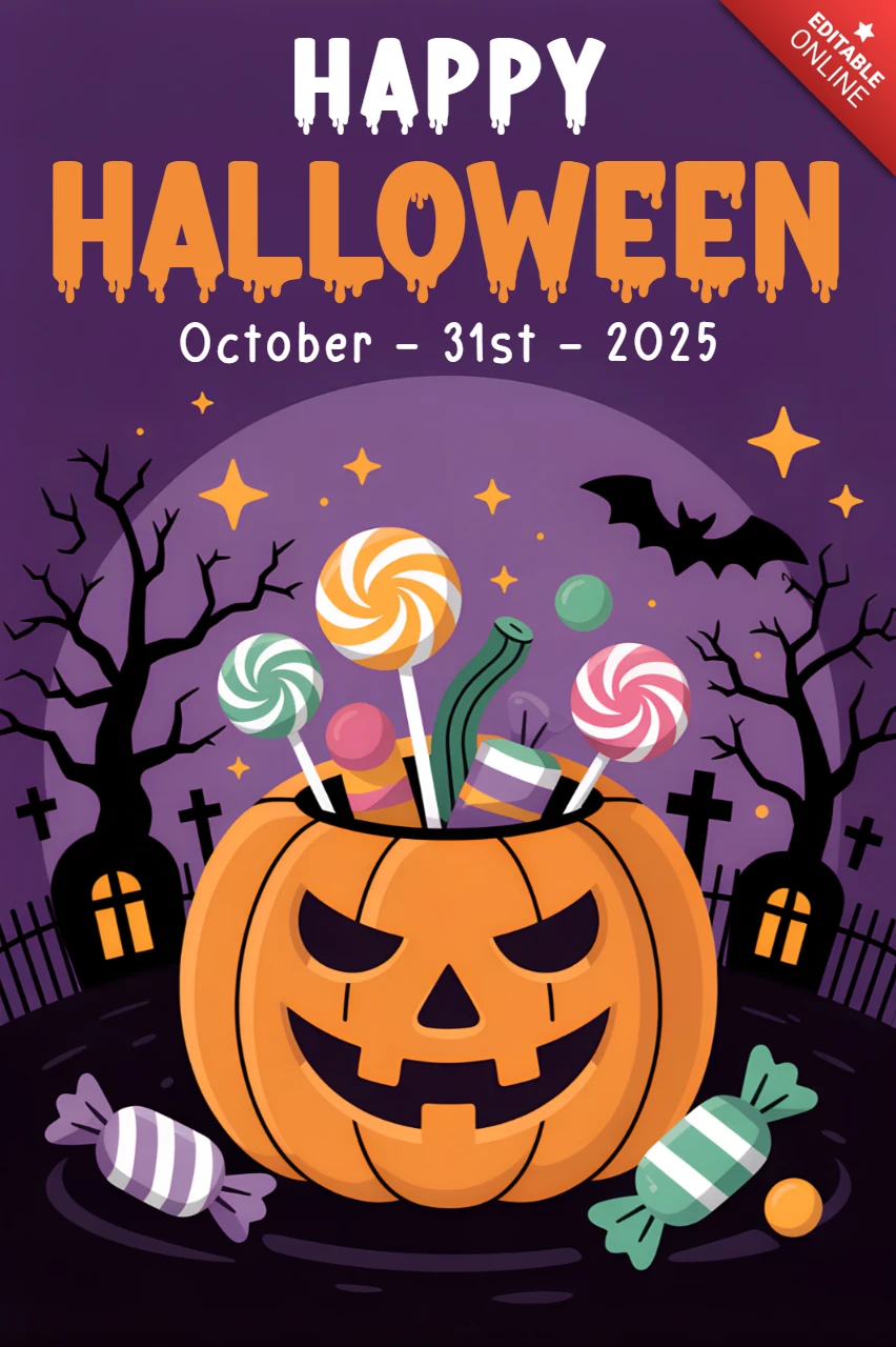 Modelo de design de abóbora de Halloween para convites de festa e decorações