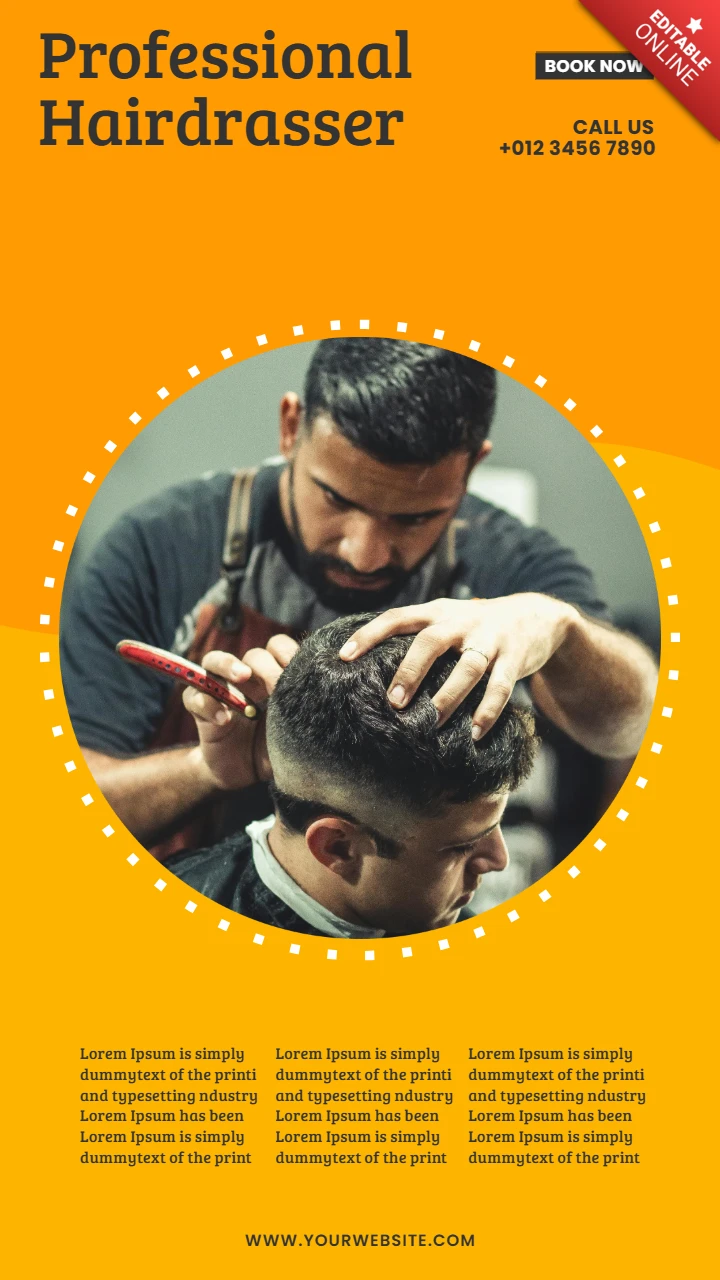 Modèle de conception de publication d'histoire Instagram de couleur orange de salon de coiffure