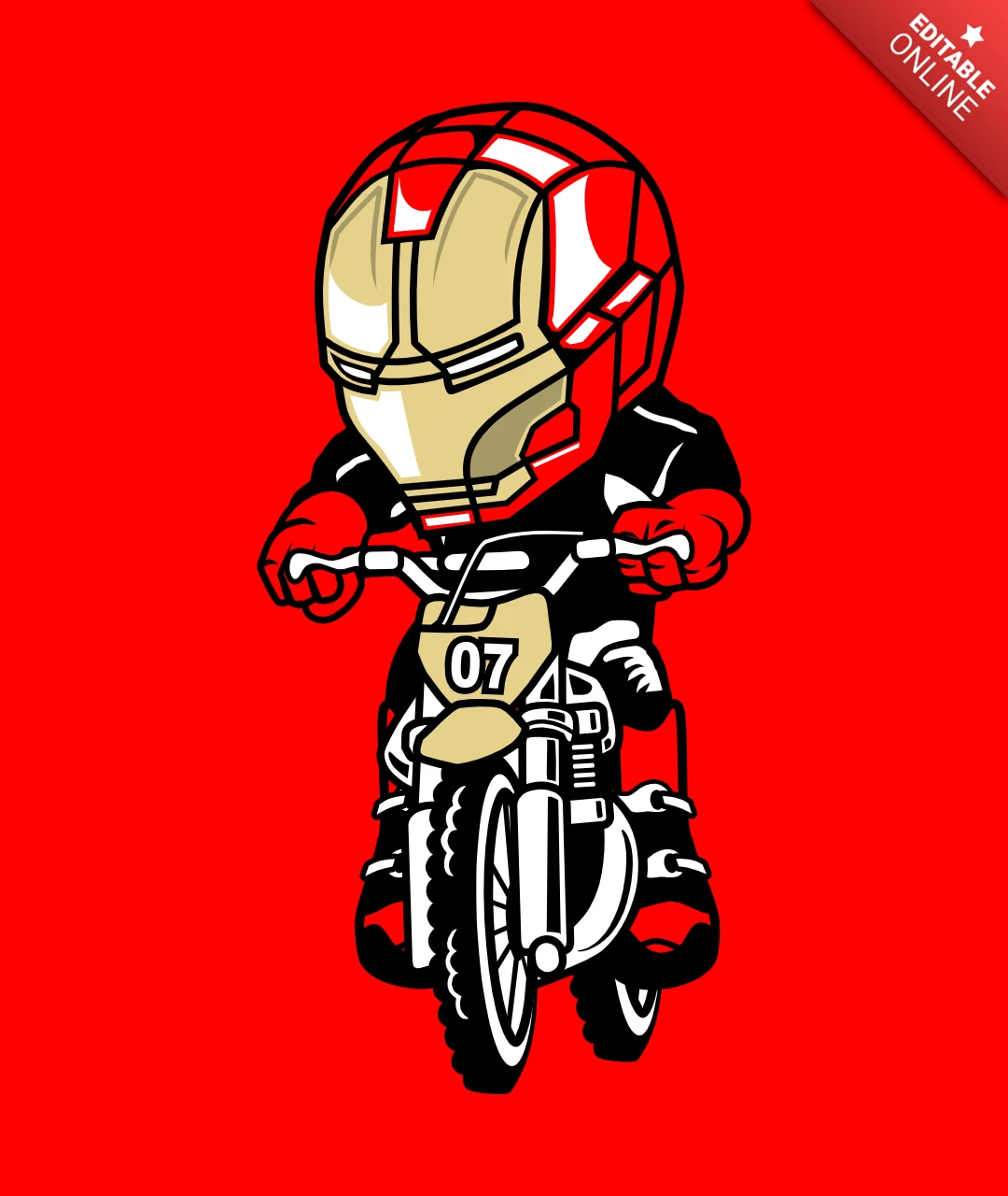 Modèle de conception de t-shirt de personnage de dessin animé Iron Man Biker