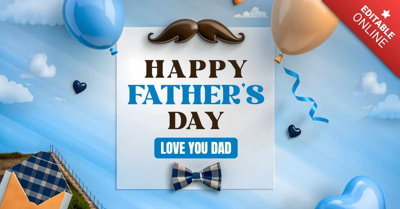 Editable Father's Day Celebration Template - Whimsical Balloon Design