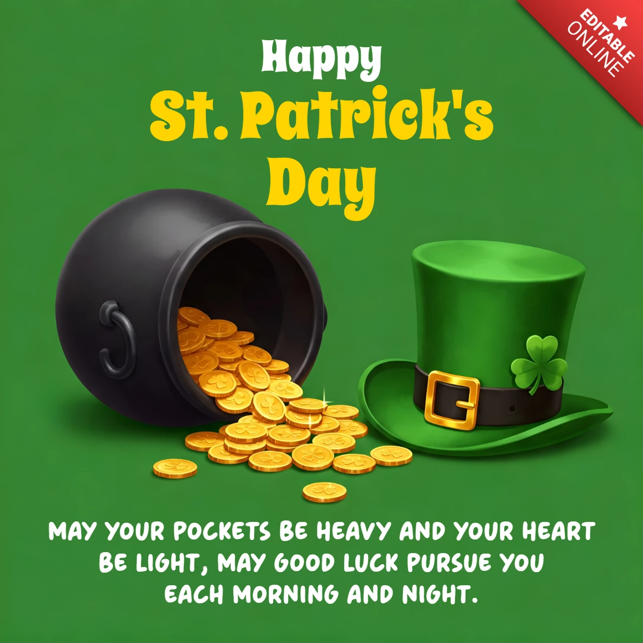 St. patrick's day celebration template design mit Goldtopf und Hut