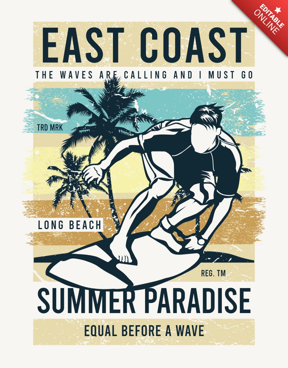 T-Shirt-Designvorlage für ein Sommerparadies an der Ostküste