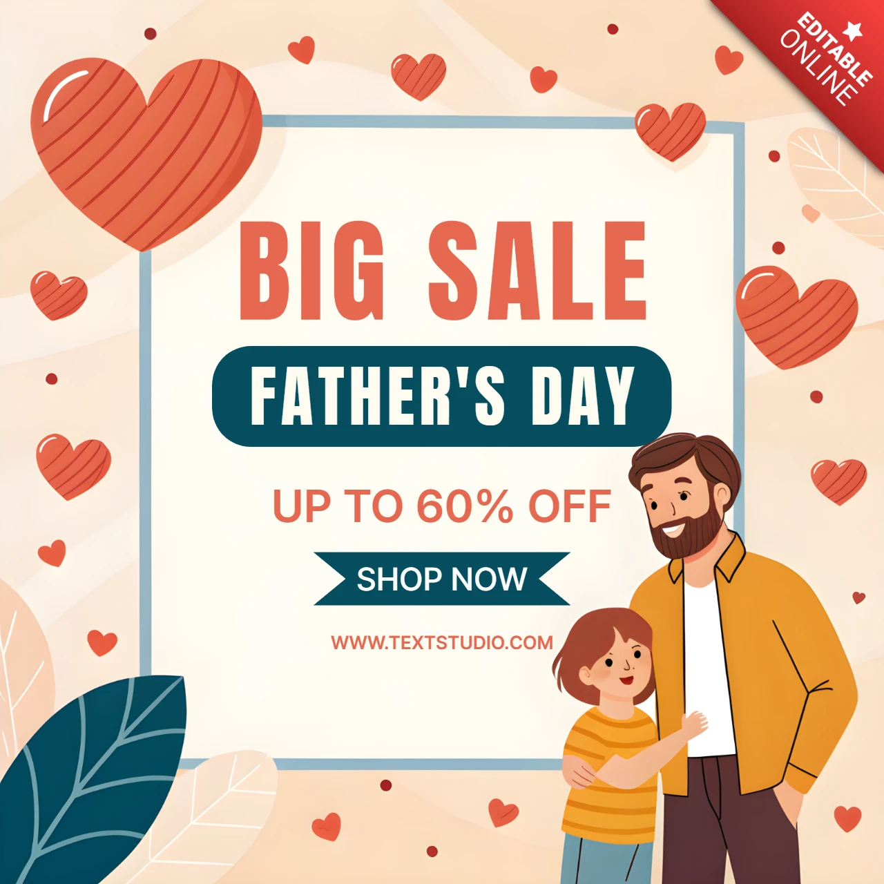 Father's Day Sale Design Template - Cute and Colorful Illustration Style