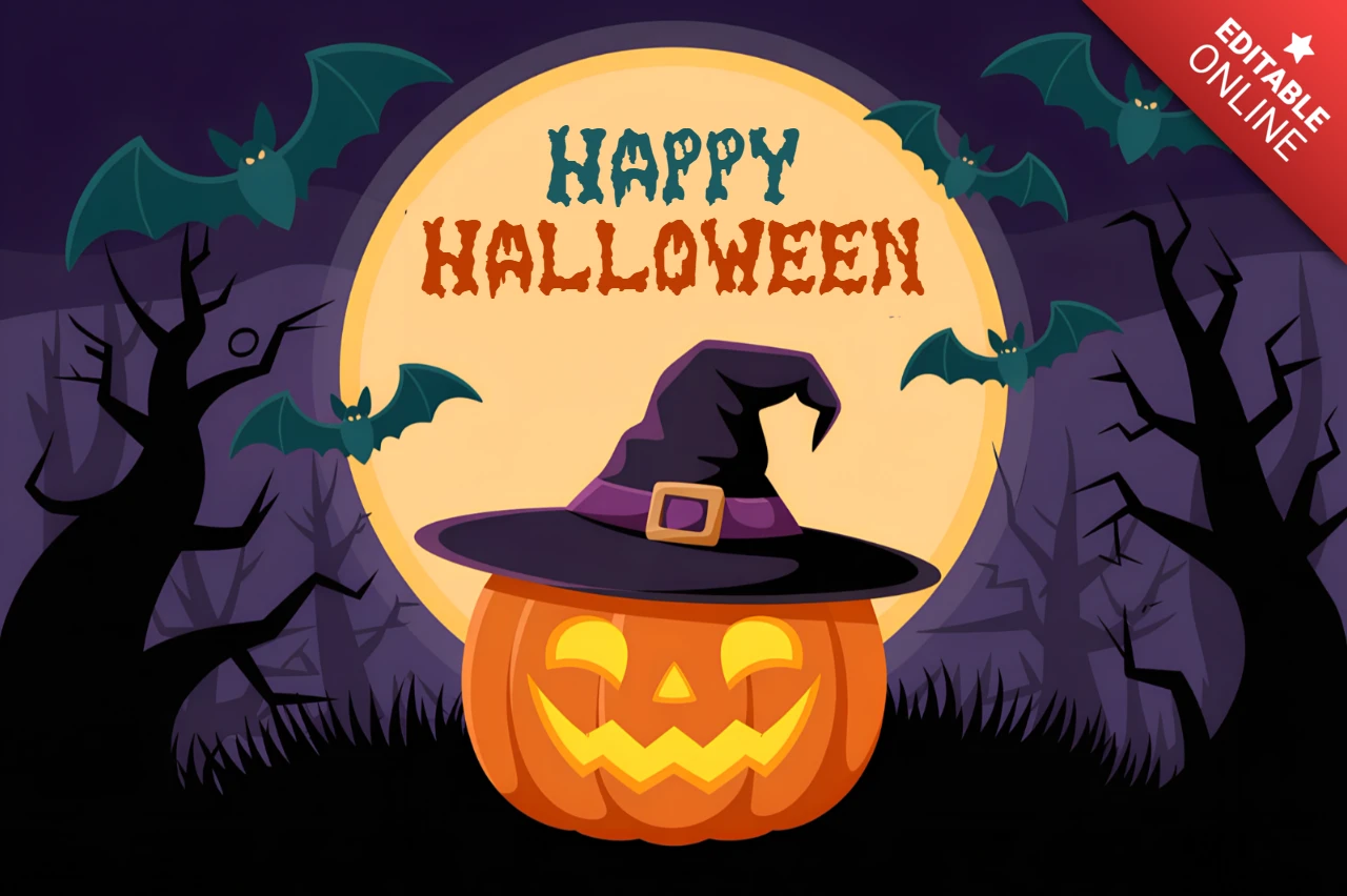 Spooky Halloween Pumpkin Design Template for Festive Flyers