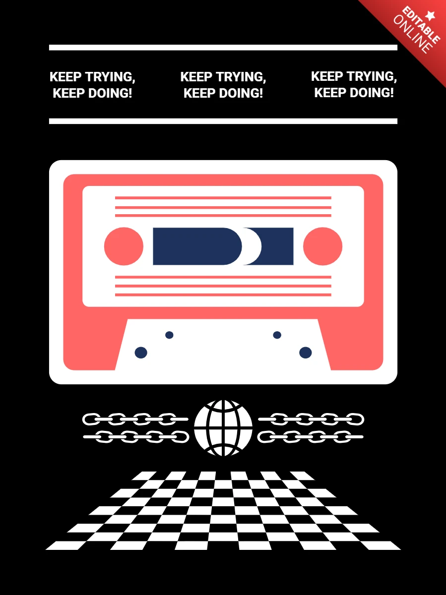 Design del nastro cassette retro per poster motivazionali